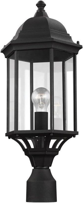 Sevier Black 1-Light Outdoor Post Lantern with Clear Glass Shade