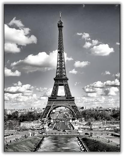 Eiffel Tower Black and White 11x14 Rectangular Print