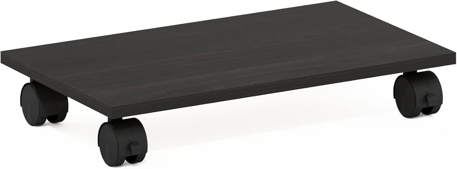 Espresso Particle Board Under Desk CPU and Printer Holder with Wheels