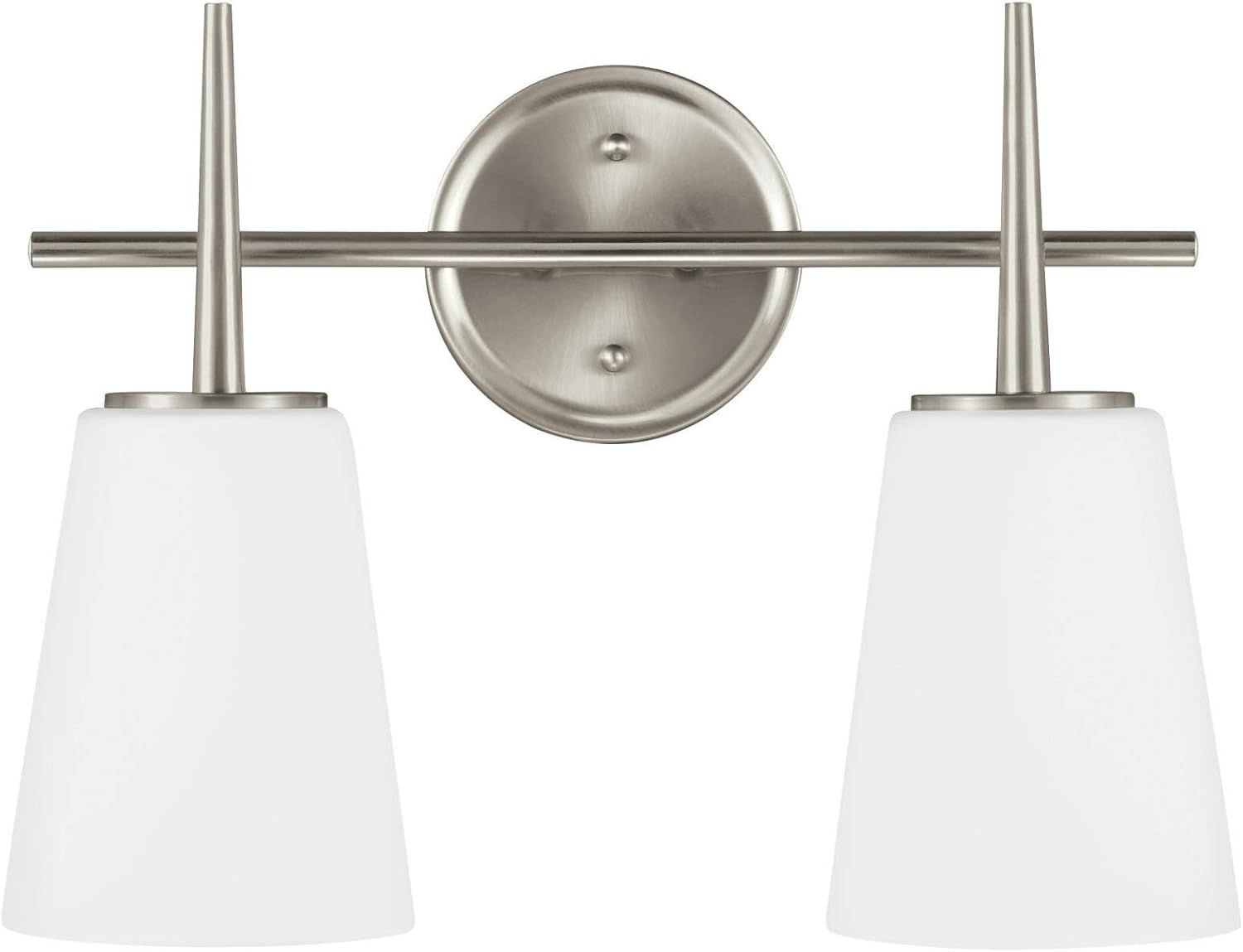 Brushed Nickel 2-Light Vanity with Opal Glass Shades