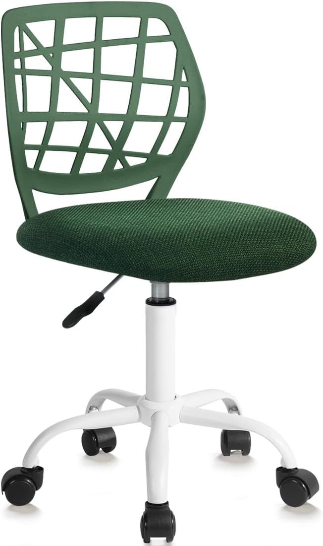 Dark Green Fabric and Metal Swivel Kids Task Chair