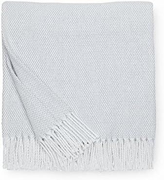 Rustic Gray Cotton Throw with Fringe Detail