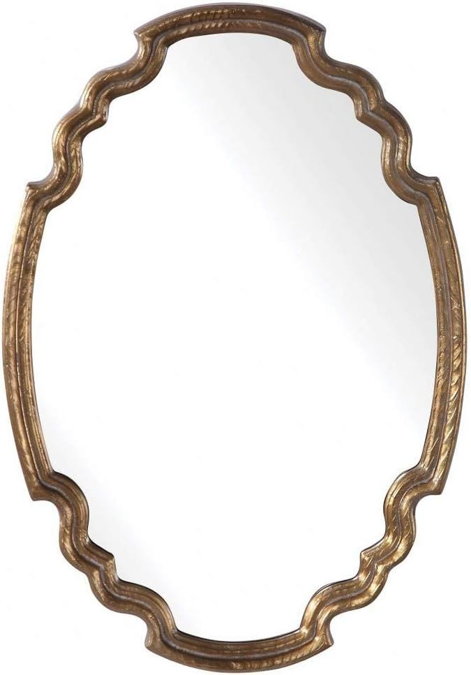 Ariane Gold Leaf 25" x 35" Oval Wood Wall Mirror