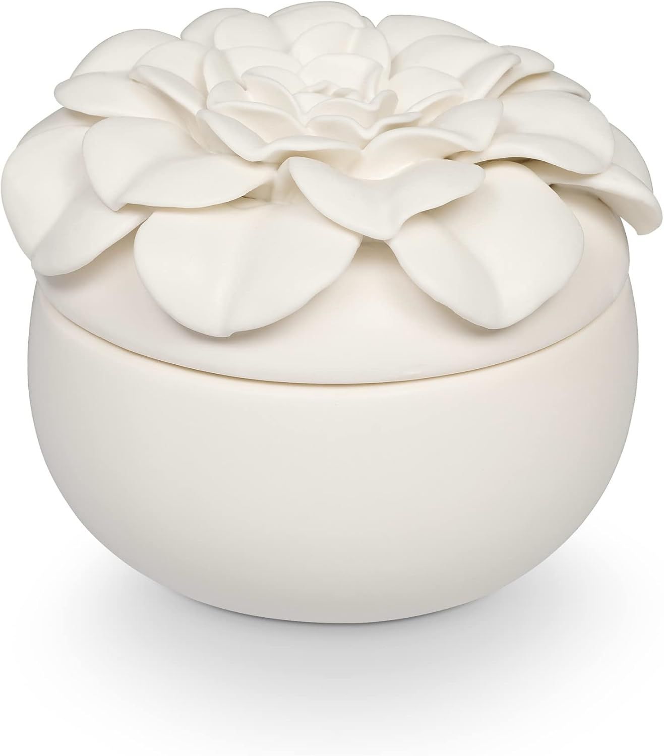 White Ceramic Flower Soy Candle with Lavender Scent