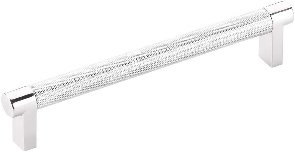 Polished Chrome Knurled 8" Cabinet Pull Bar