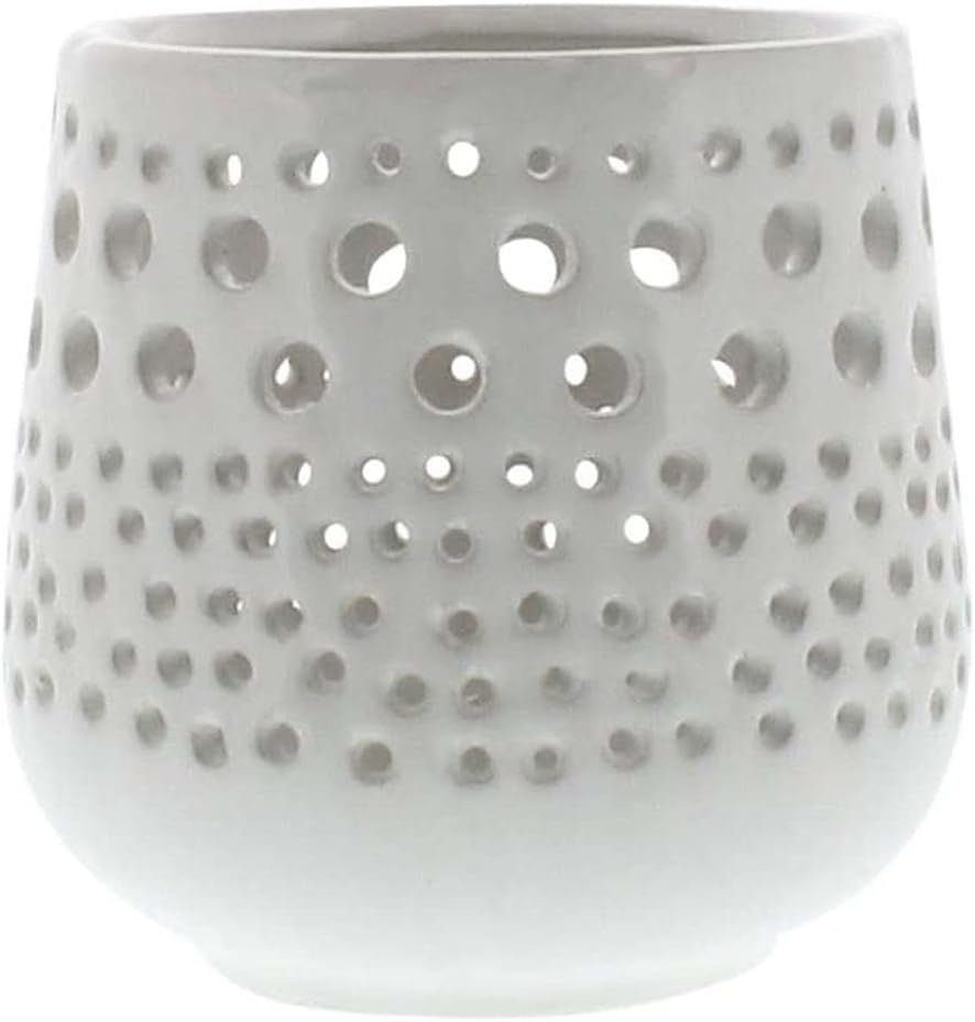 White Ceramic Tabletop Hurricane Votive Holder