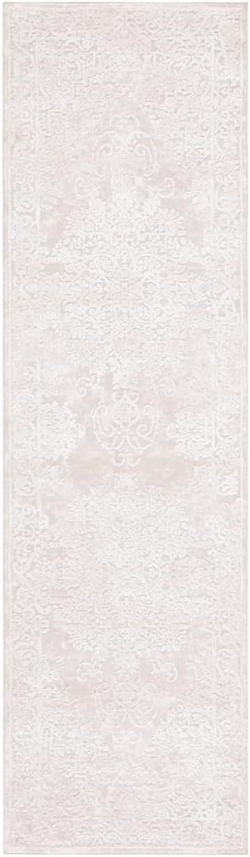 Ivory Floral Synthetic Runner Rug, 2'3" x 6'