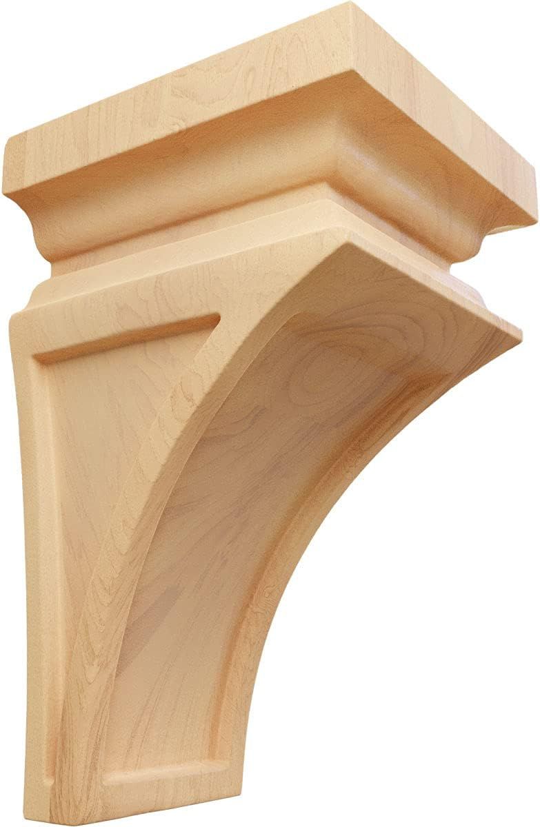 Mini Nevio Red Oak Hand-Carved Wood Corbel, 6"