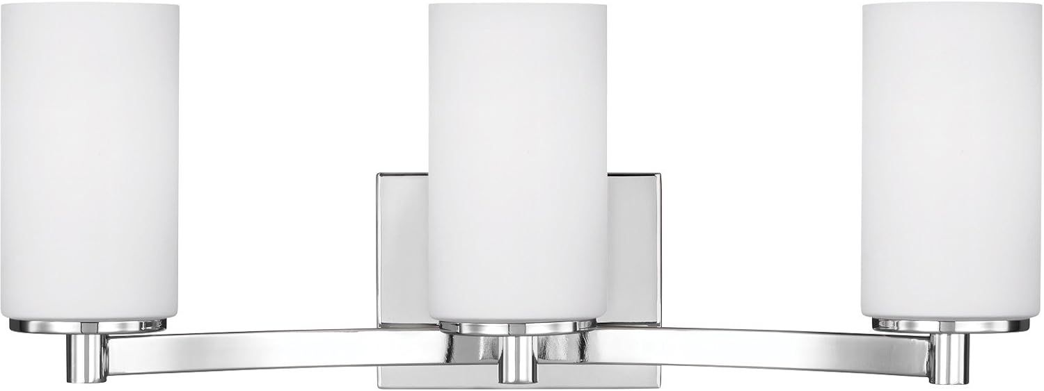 Chrome 3-Light Vanity with Etched Glass Shades