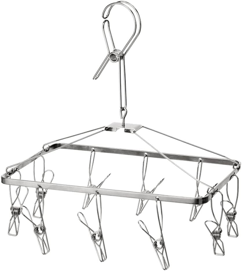 Stainless Steel Collapsible Drying Rack with 10 Clips