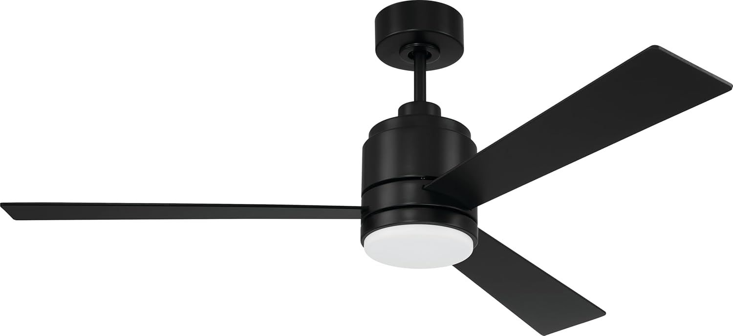 Flat Black 52" Ceiling Fan with Frost White Acrylic Light