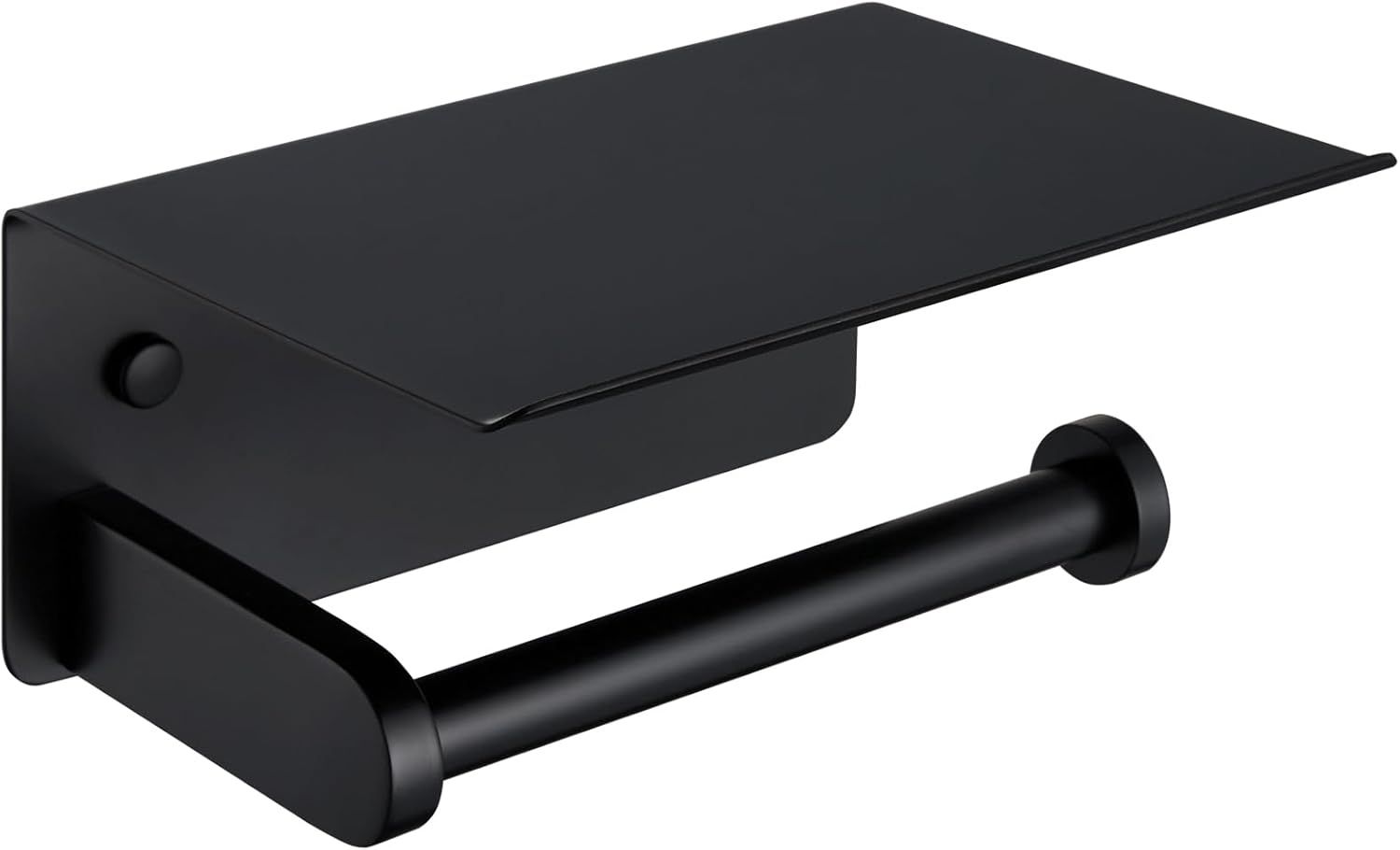 Matte Black Stainless Steel Toilet Paper Holder with Phone Shelf