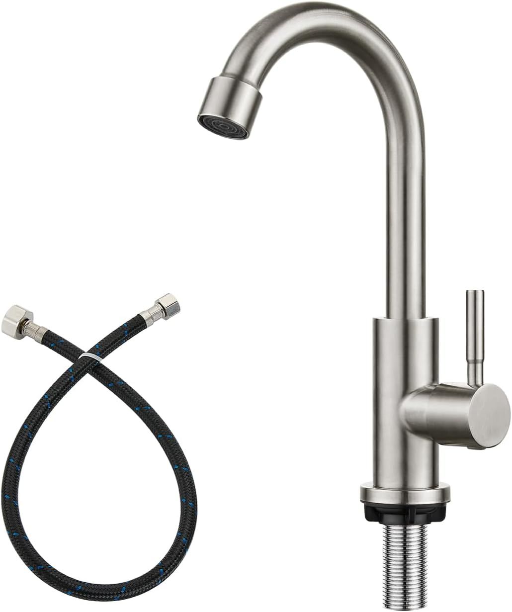 Brushed Nickel Single Handle Deck Mount Kitchen Faucet