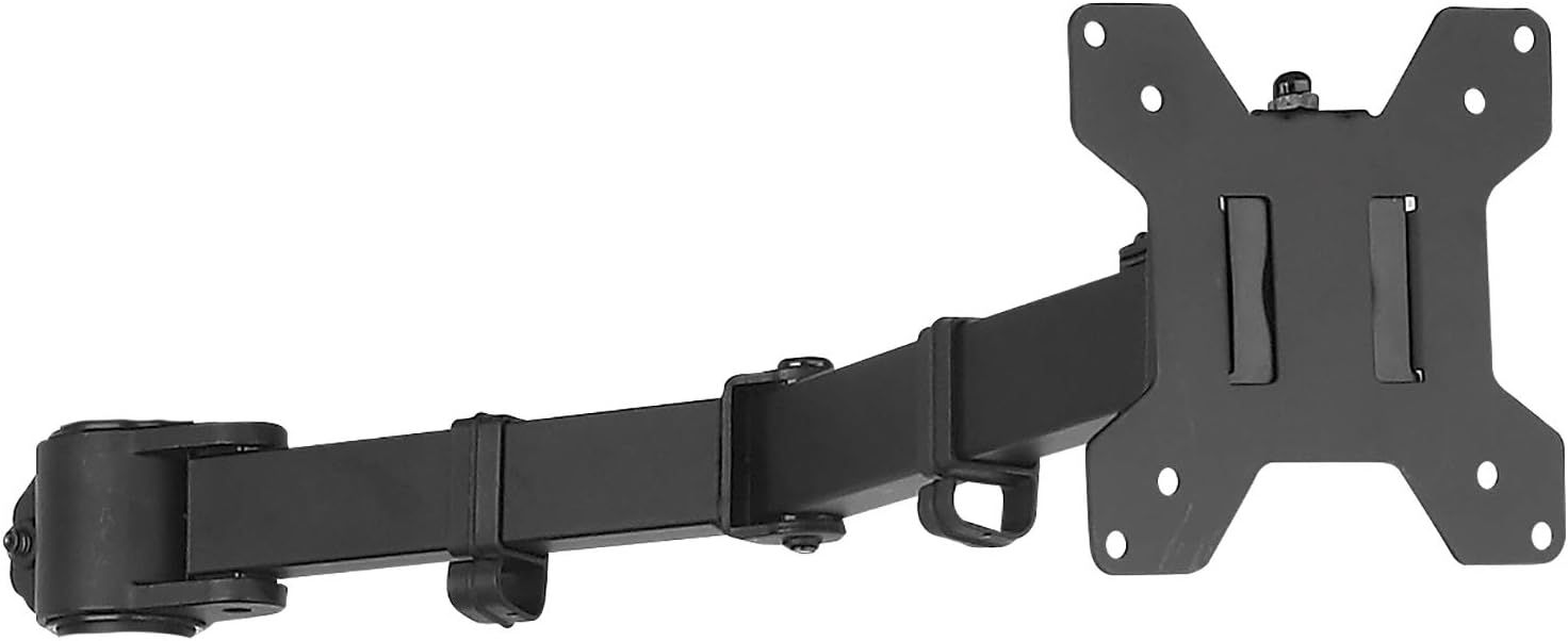 Black Adjustable Steel Single Monitor Arm with Riser