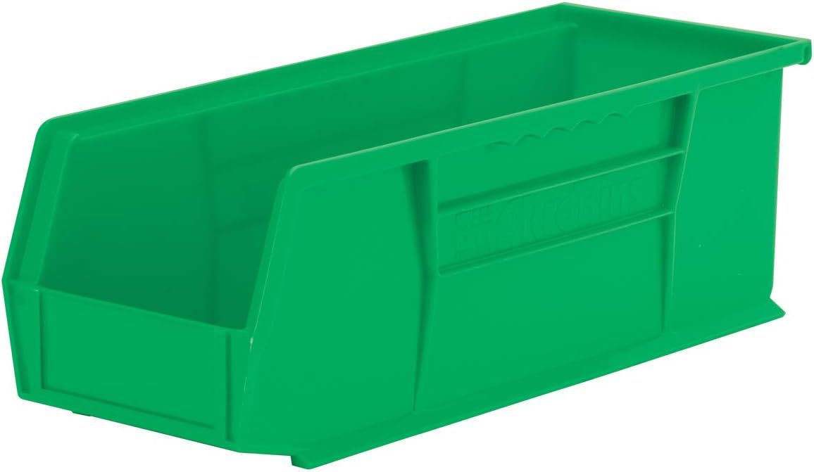 Green Stackable Plastic Storage Bin, 15-Inch