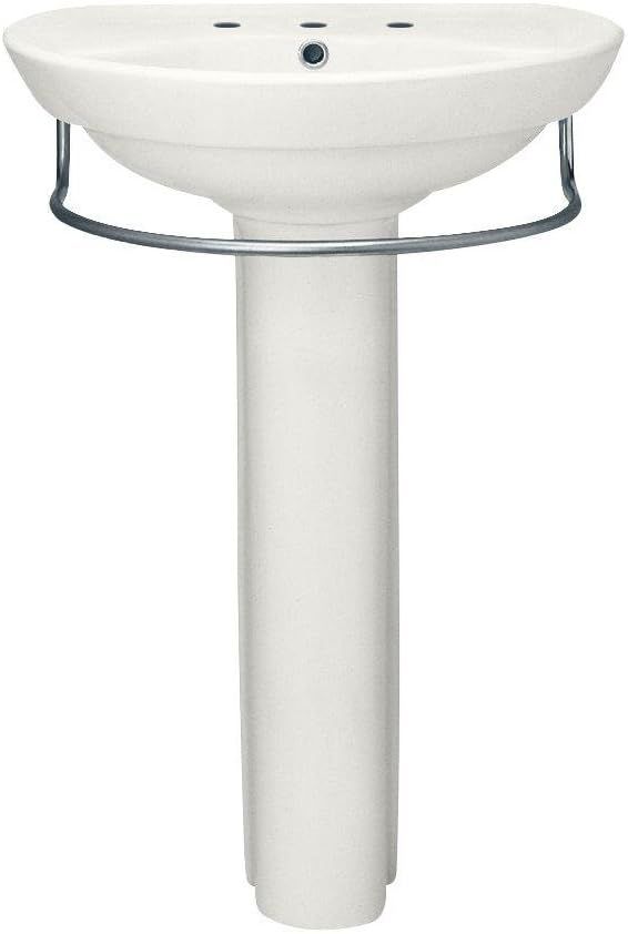 White Ceramic Modern Pedestal Sink with Chrome Towel Bar