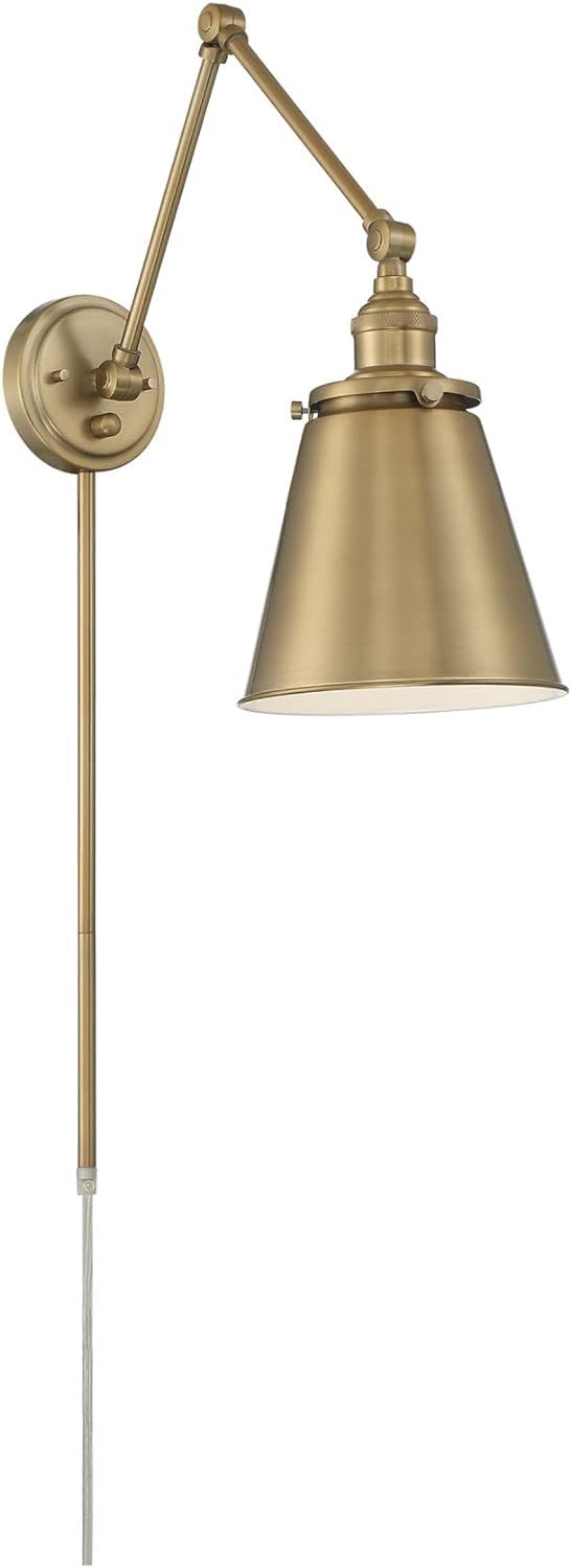 Bayard 13'' Burnished Brass Swing Arm Wall Lamp with Direct and Plug-In Options