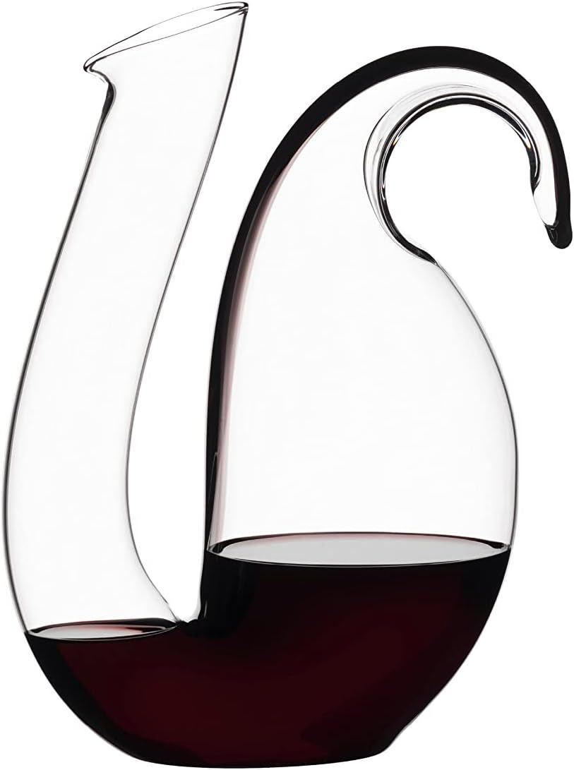 Handmade Crystal Glass Wine Decanter with Black Accents