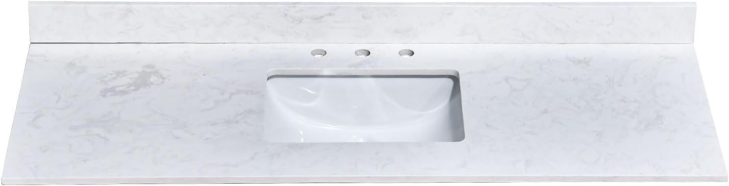 60 in. White Engineered Stone Vanity Top with Undermount Sink