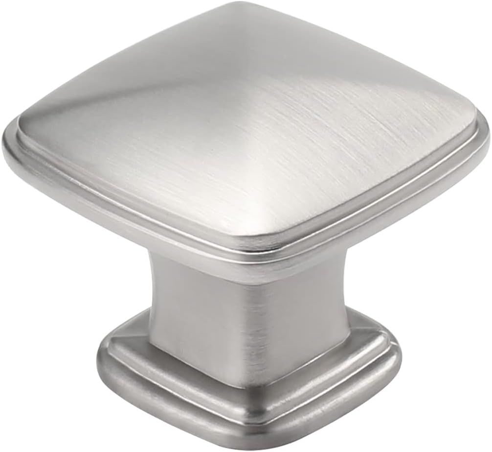 Brushed Nickel Square Cabinet Knobs with Mounting Hardware