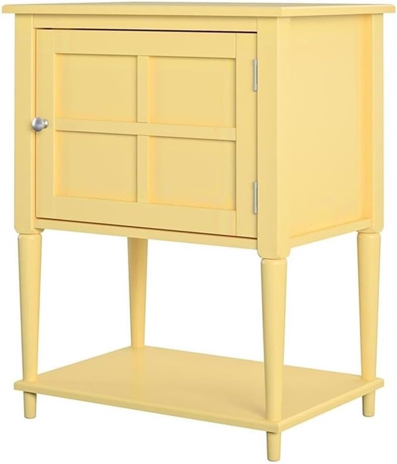 Yellow MDF Rectangular Accent Table with Storage