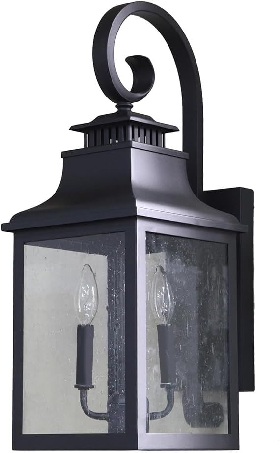 Morgan Black 23" Outdoor Wall Light with Clear Seedy Glass