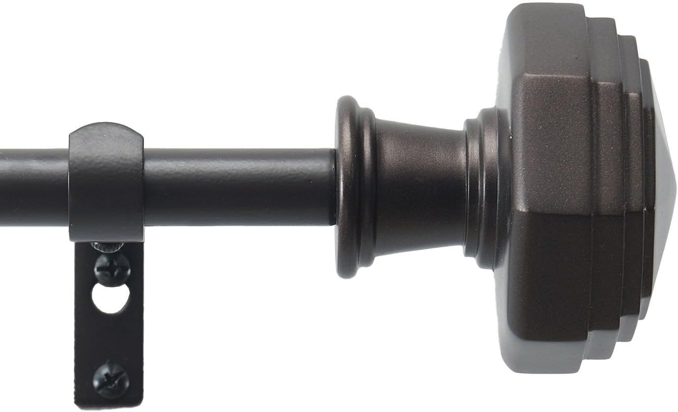 Oil Rubbed Bronze Adjustable Metal Curtain Rod with Finials