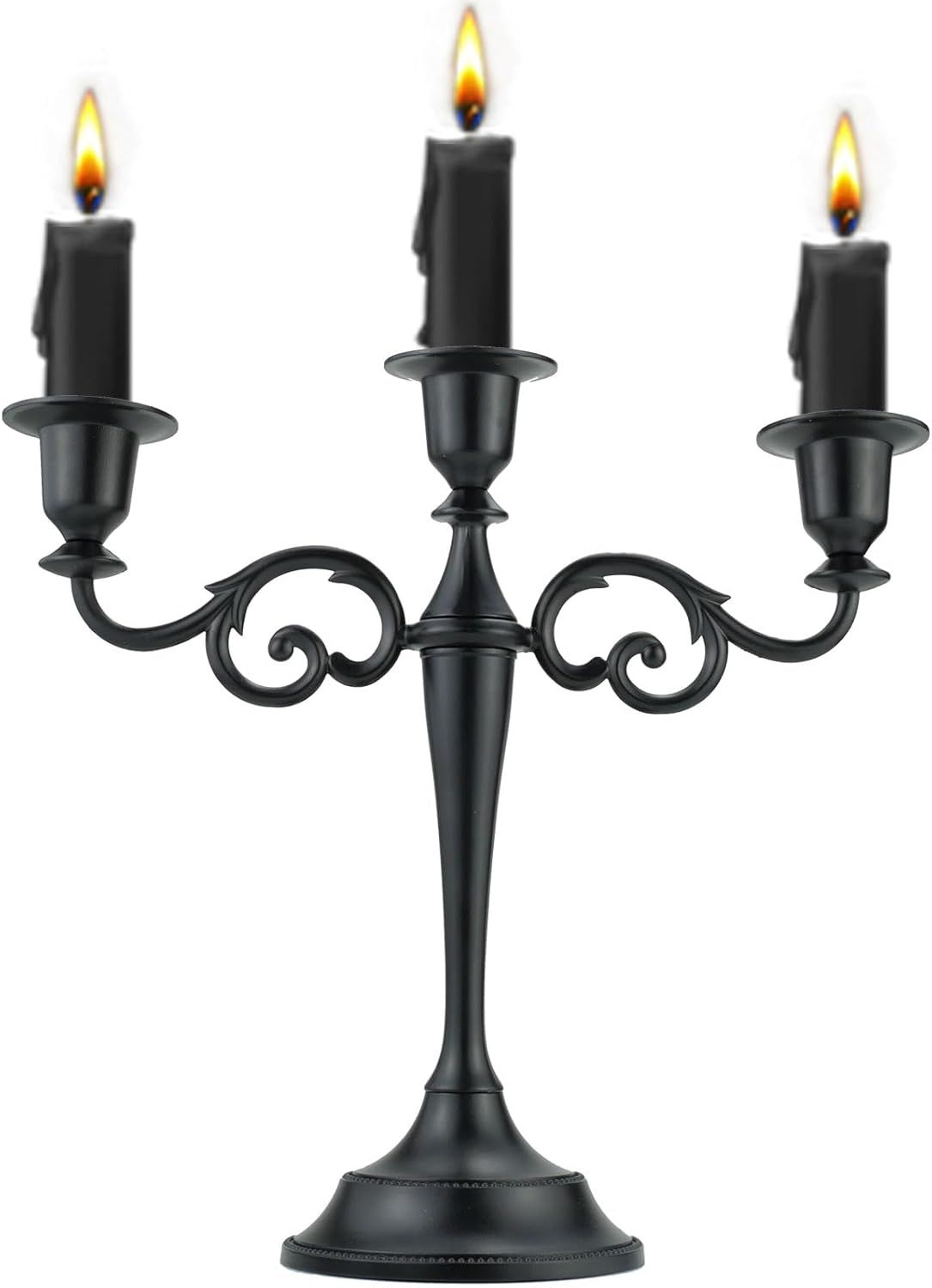 Pure Black 3-Arm Metal Candelabra Candle Holder