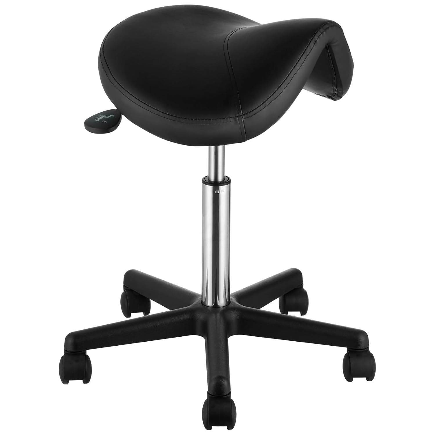 Black Adjustable Ergonomic Saddle Stool with Wheels