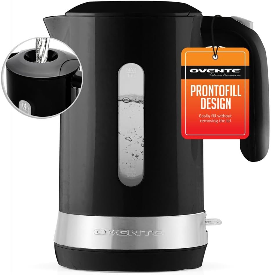 Black Stainless Steel 1.8L Electric Kettle with ProntoFill Design