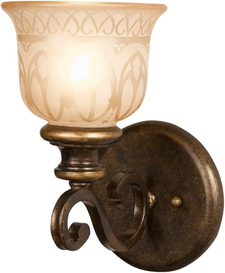 Bronze Umber Sconce with Amber Glass Shade