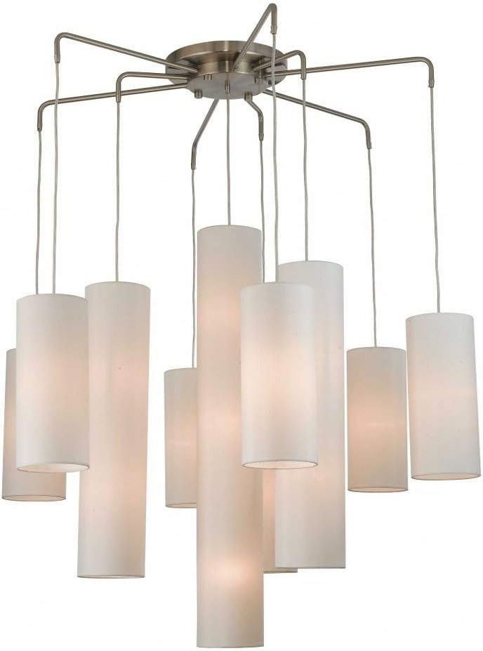 Strathmore Brushed Nickel 15-Light Tiered Foyer Chandelier with Off-White Shades