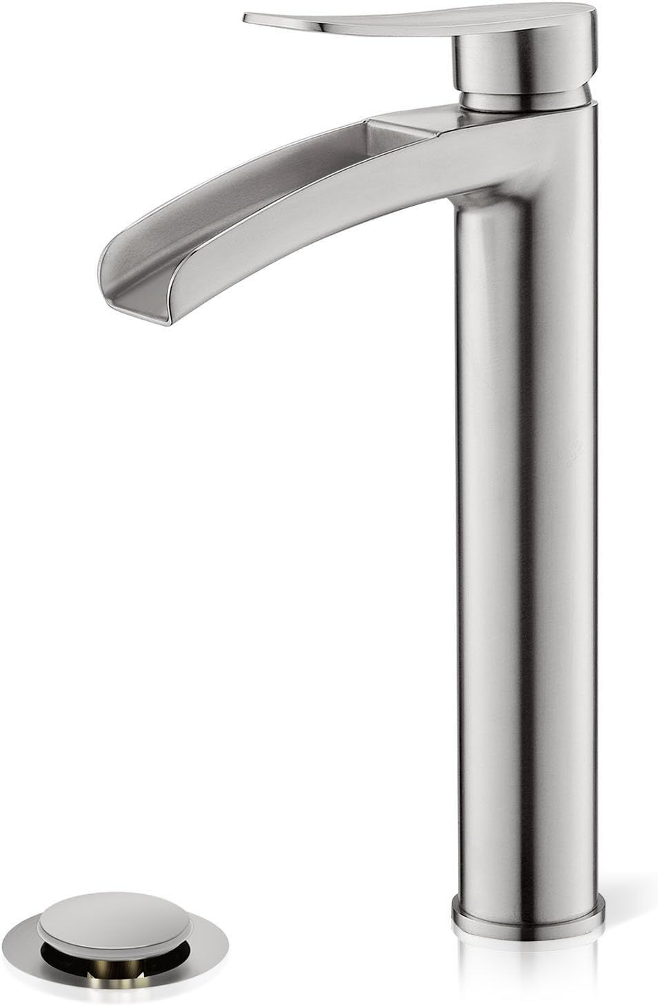 Brushed Nickel Tall Single Handle Waterfall Bathroom Faucet