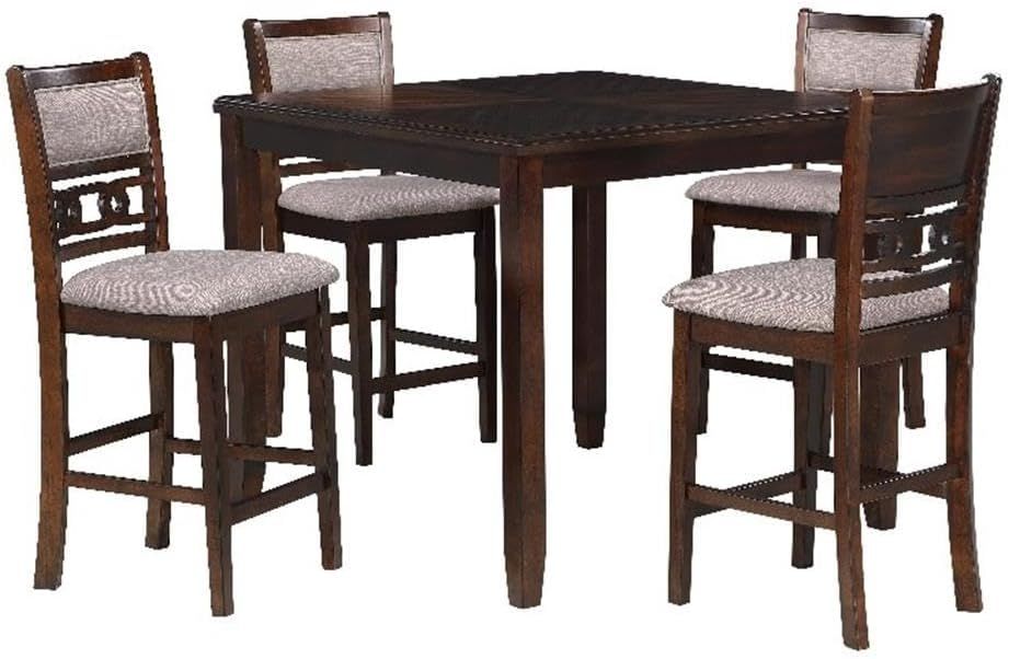 Cherry 42" Counter Height Dining Table with Four Cushioned Chairs