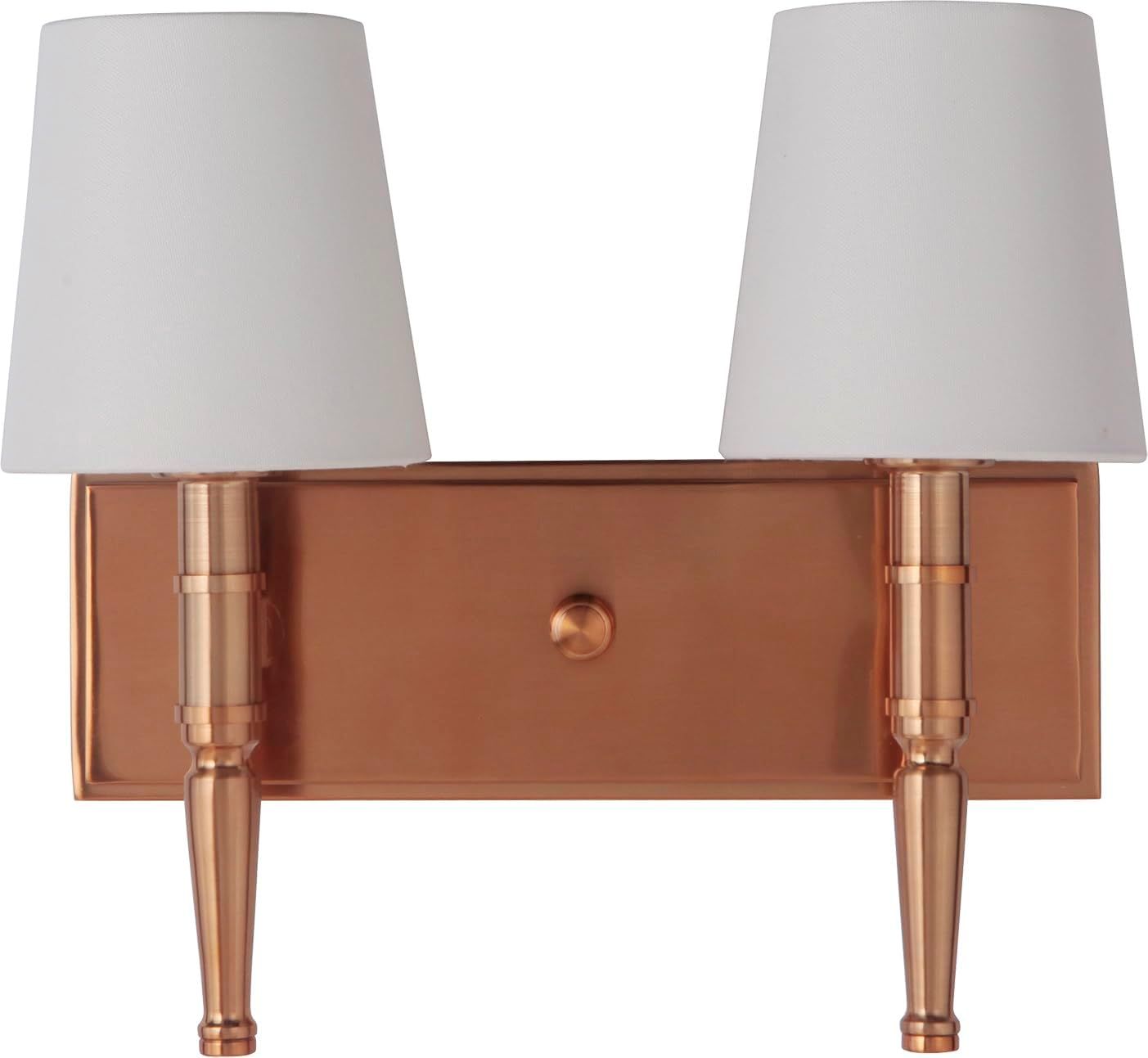 Satin Brass Double Light Vanity with Linen Shades