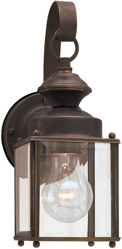 Antique Bronze Clear Glass Outdoor Wall Lantern Sconce