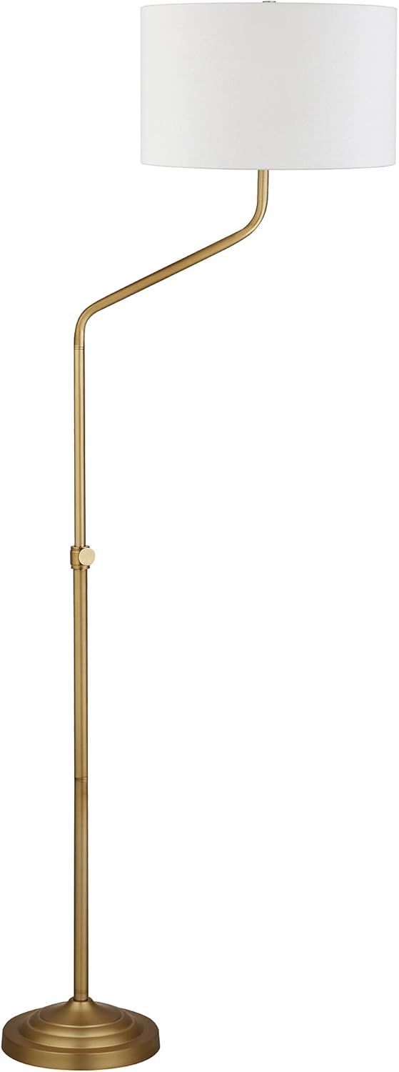 Callum Blackened Bronze Voice-Activated Floor Lamp with Chiffon Shade