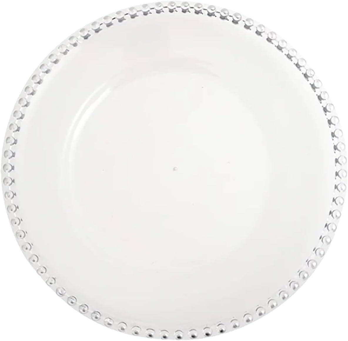 Clear Glass Beaded Round Charger Plates, 13 Inch, Set of 8