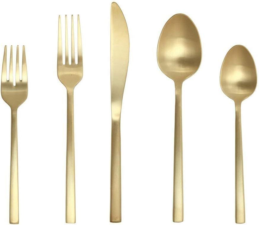 Brushed Gold Stainless Steel 20-Piece Flatware Set