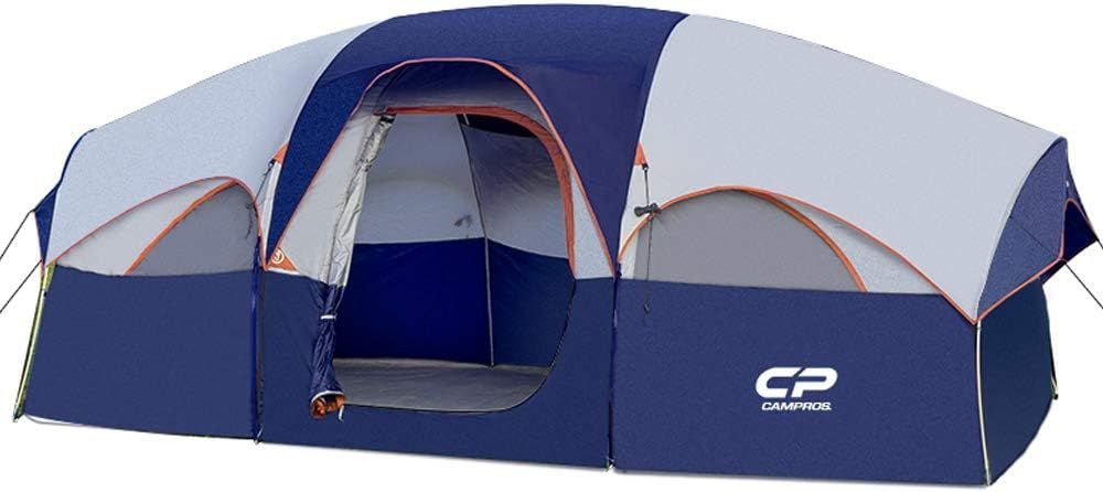 Blue 8-Person Two-Room Three-Season Dome Camping Tent