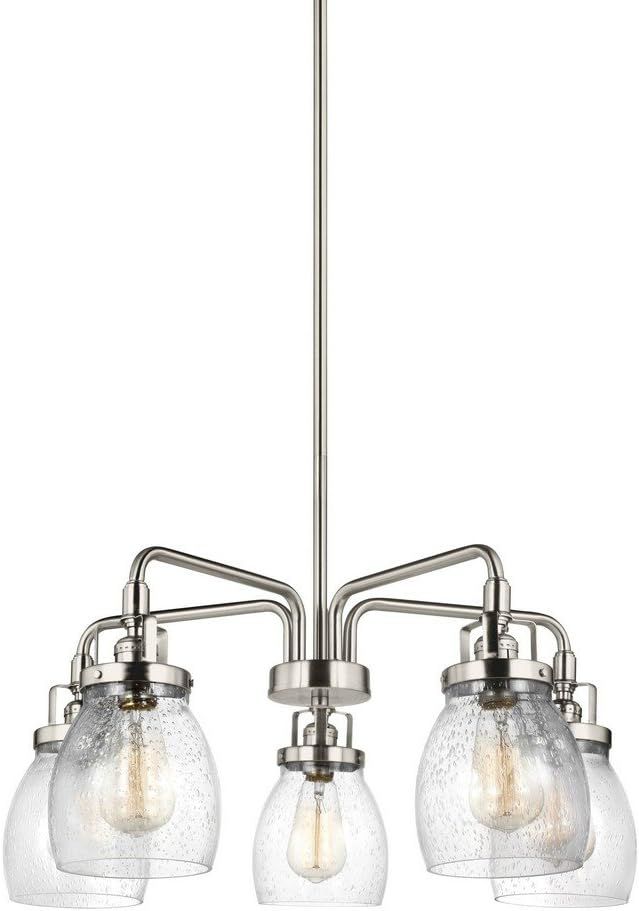 Brushed Nickel 5-Light Chandelier with Clear Seeded Glass Shades