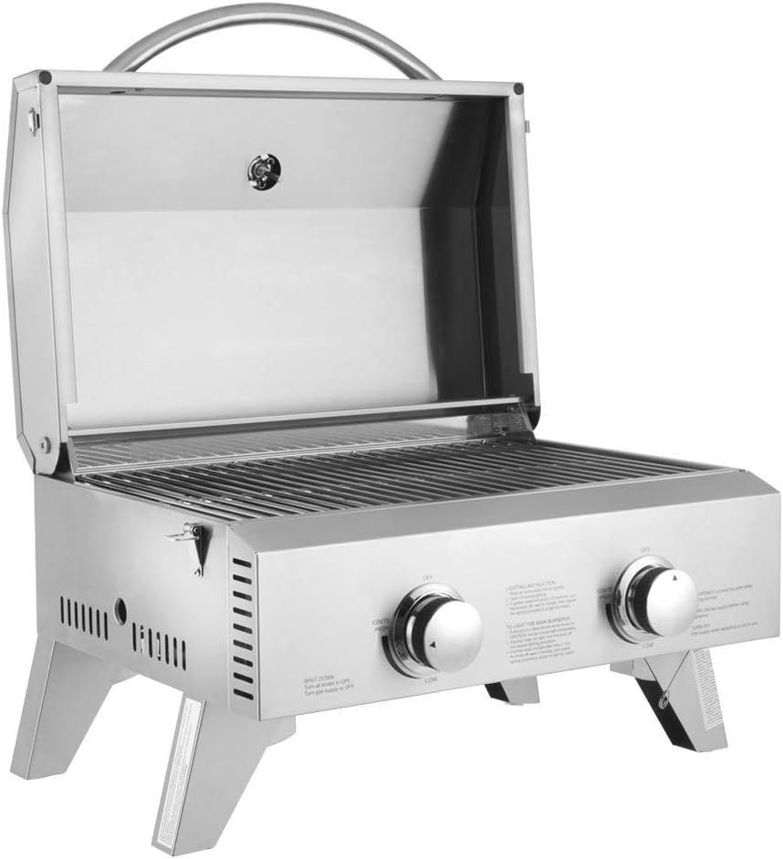 Stainless Steel 2-Burner Portable Propane Gas Grill