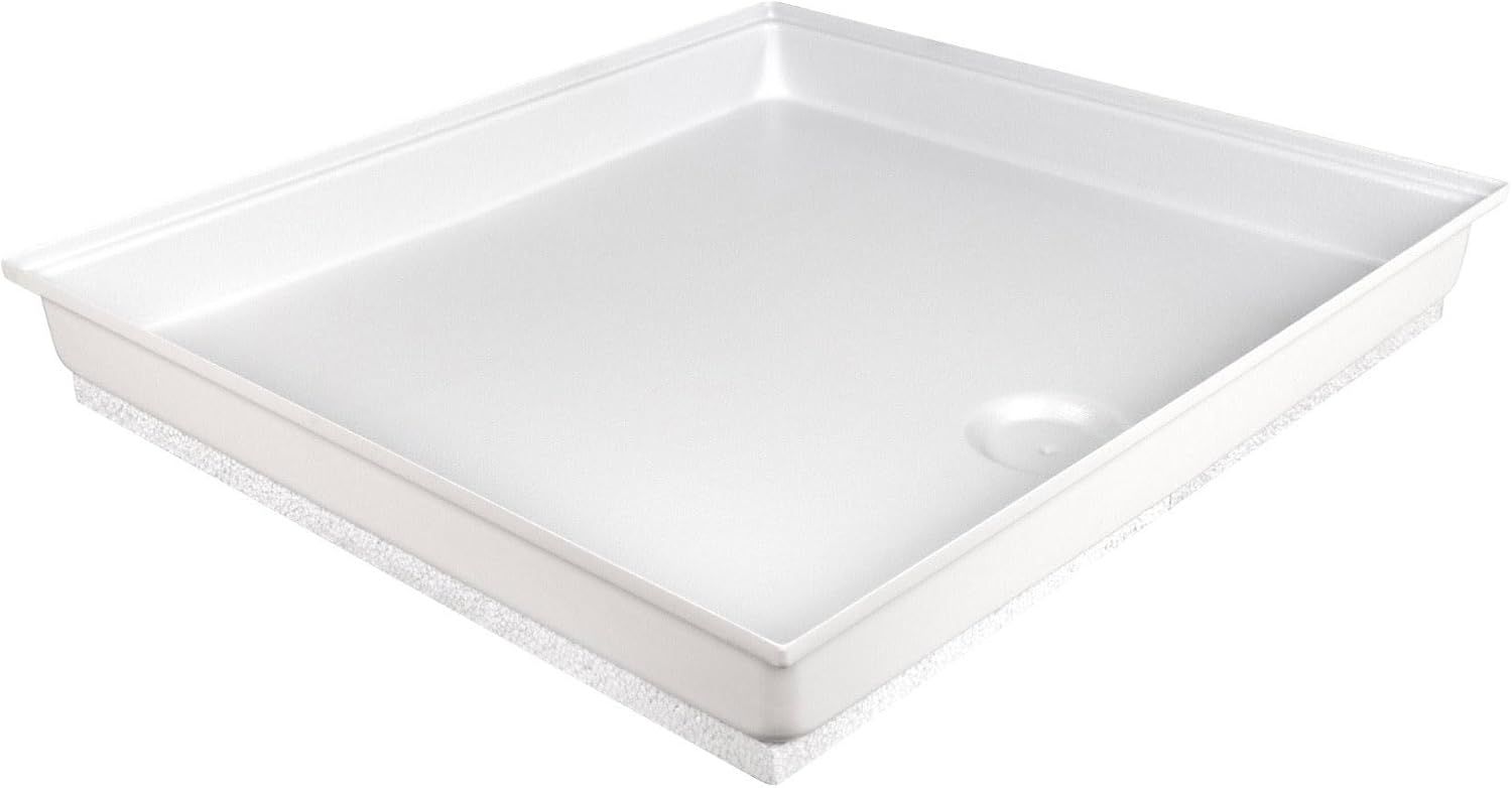 White Polypropylene RV Shower Pan with Center Drain