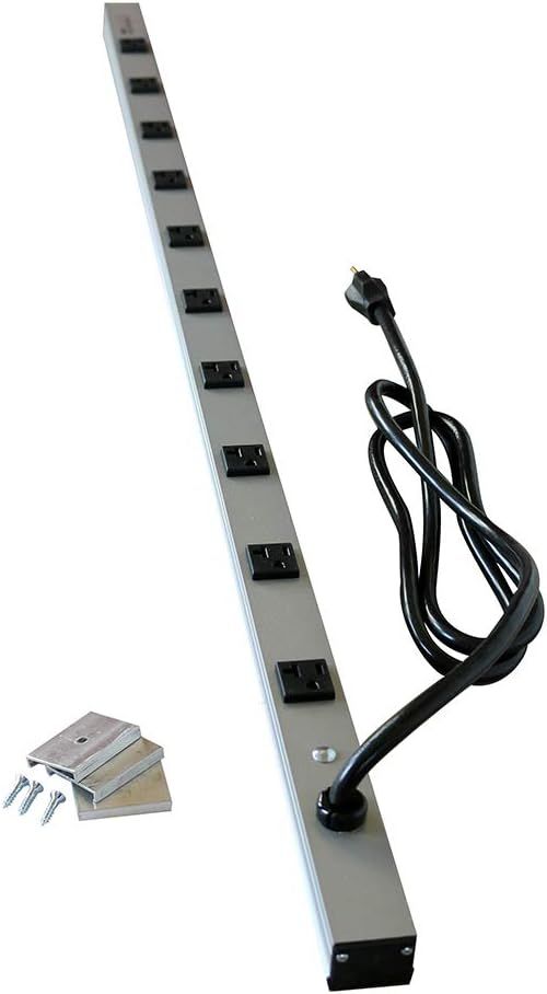 Silver 48-Inch 10-Outlet Heavy Duty Power Strip with 6-Foot Cord