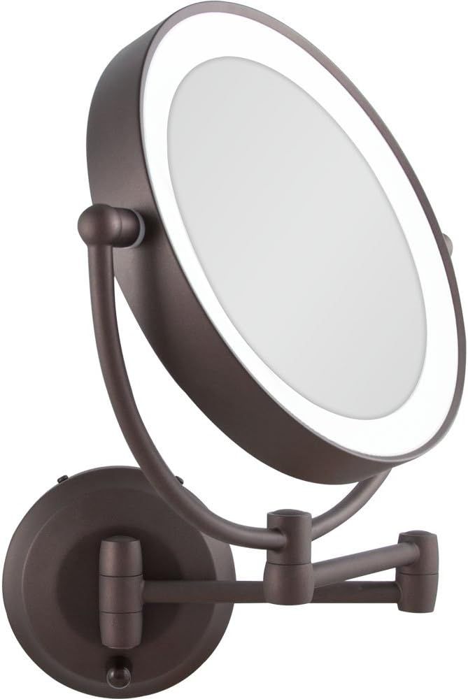 Oil-Rubbed Bronze Round LED Wall Mounted Magnifying Mirror
