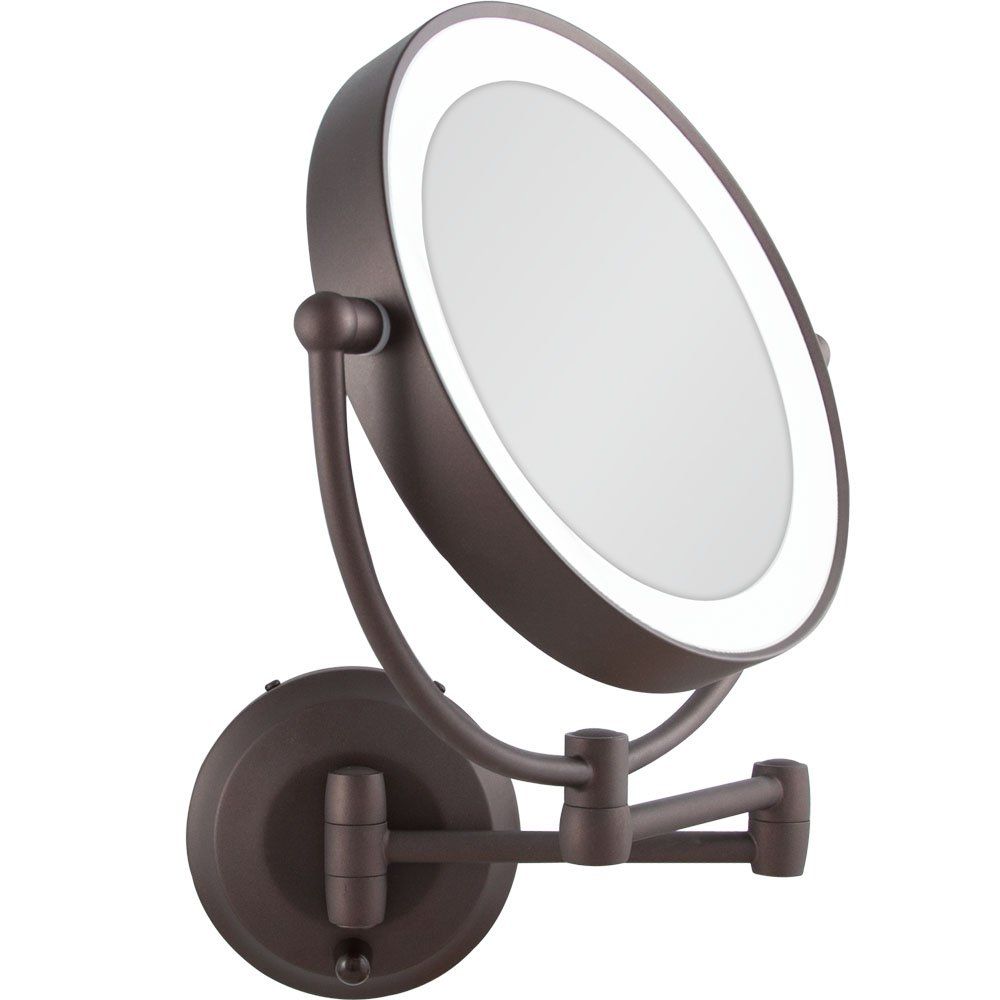 Oil-Rubbed Bronze Round LED Wall Mounted Magnifying Mirror
