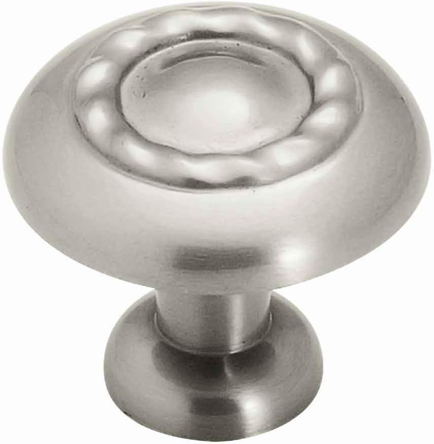 Satin Nickel Round Rope Cabinet Knob with Mounting Hardware