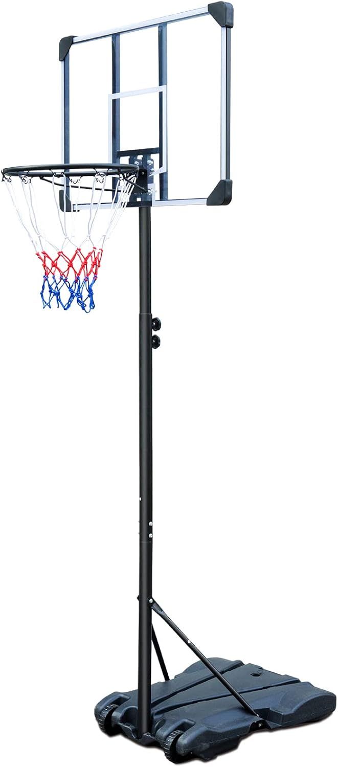 Portable 44'' Black Alloy Steel Basketball Hoop with Nylon Net