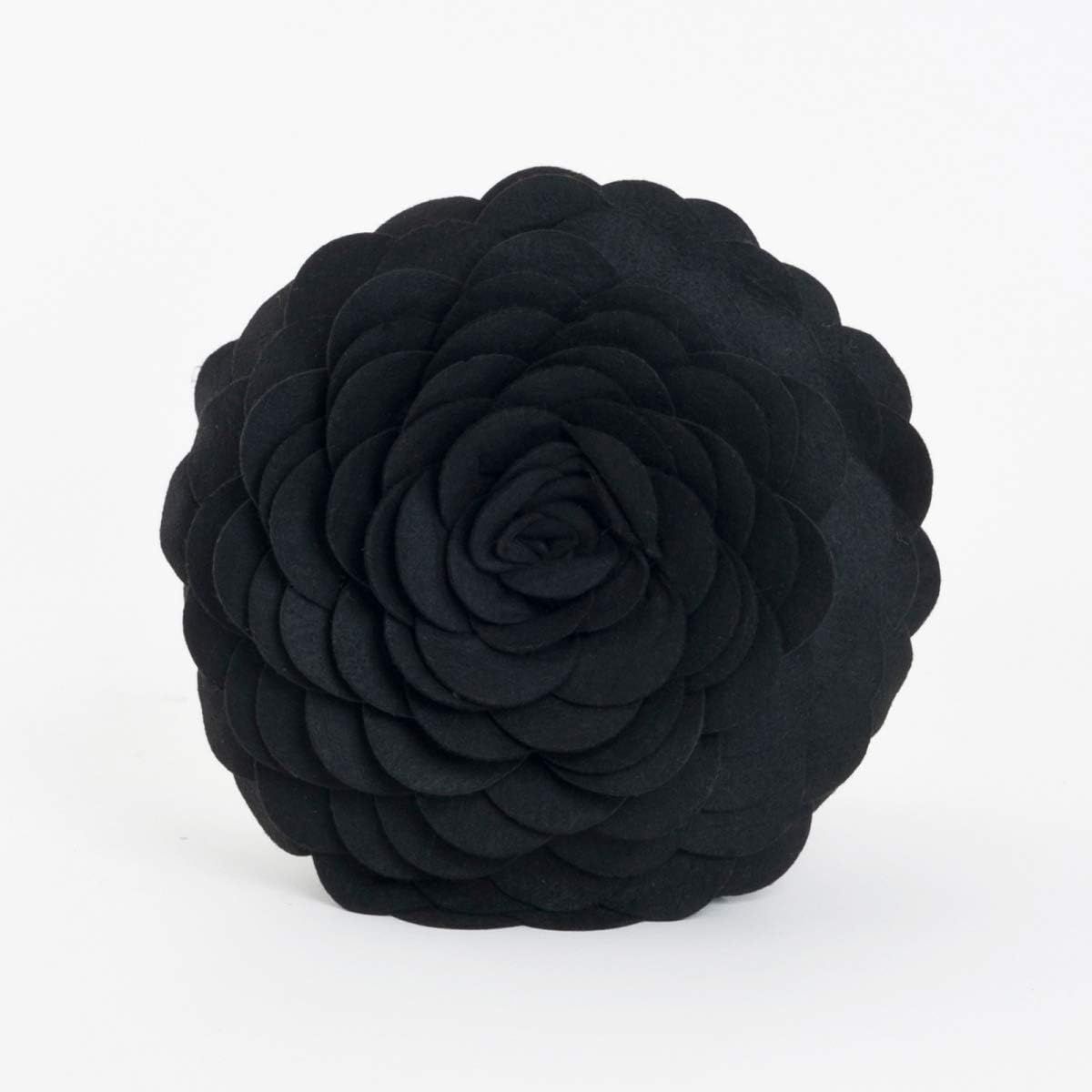 Black Flower Design 16" Square Polyester Throw Pillow