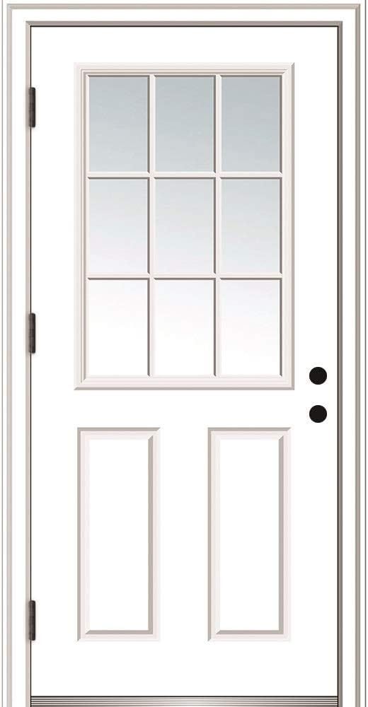 White Fiberglass 80'' Front Entry Door with Clear Glass Panels